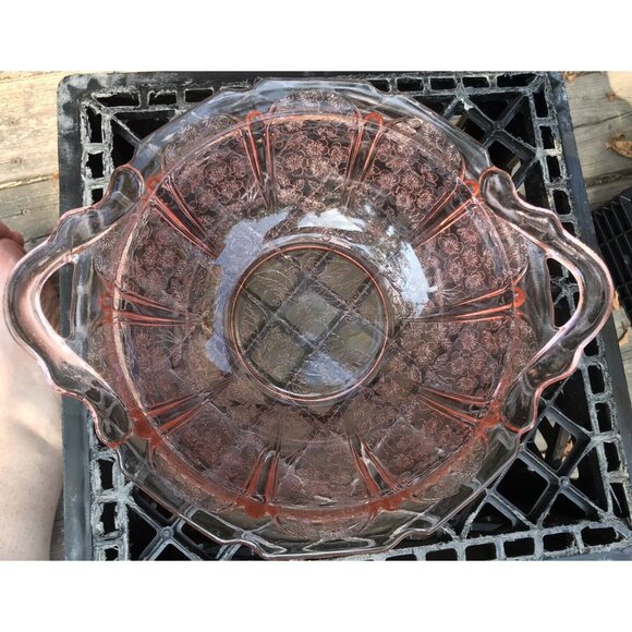 VINTAGE Jeannette CHERRY BLOSSOM PINK - 2 HANDLE BOWL - Picture 4 of 8